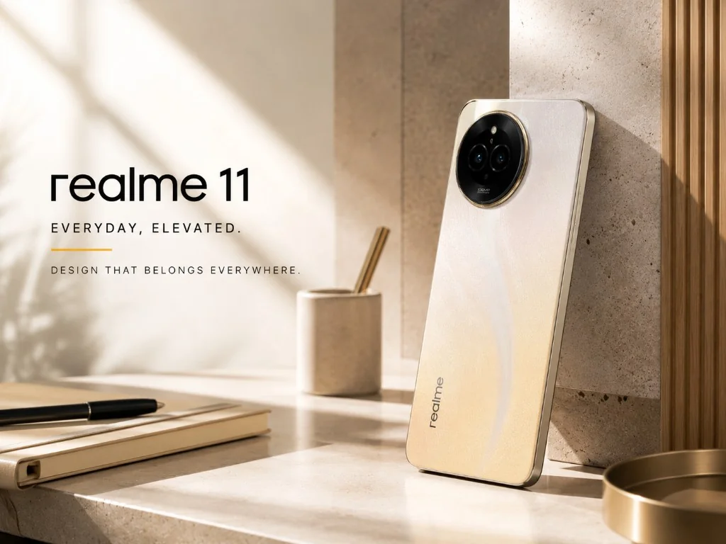 Editorial image of the realme 11 smartphone