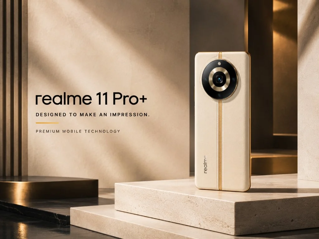 Editorial image of the realme 11 Pro+ smartphone