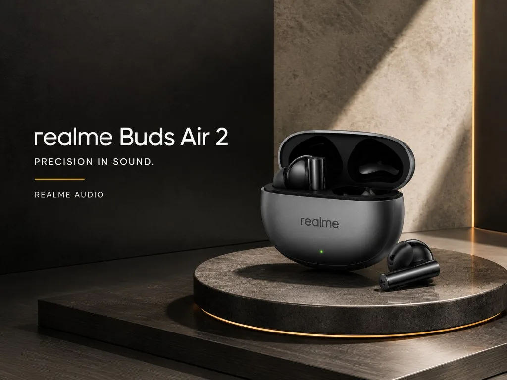 Editorial image of the realme Buds Air 2