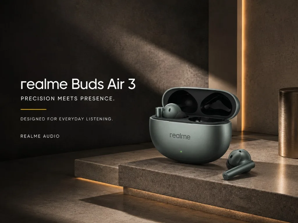 Editorial image of the realme Buds Air 3