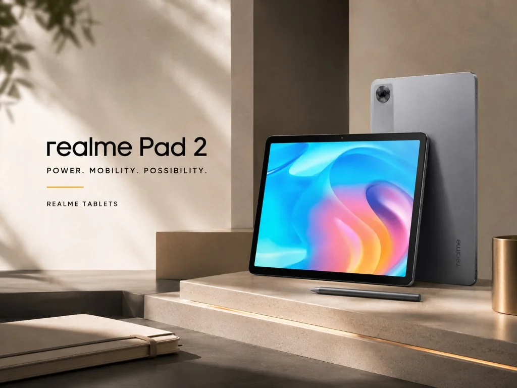 Editorial image of the realme Pad 2 tablet