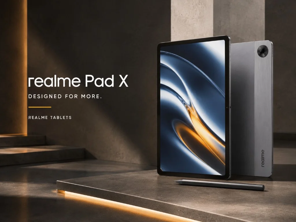 Editorial image of the realme Pad X tablet