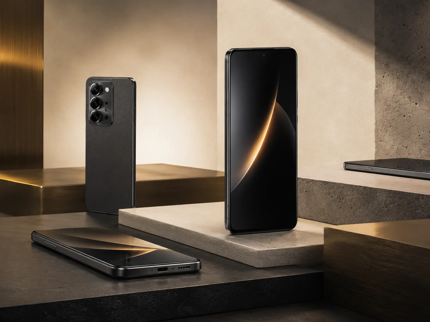Editorial smartphone composition representing realme phones