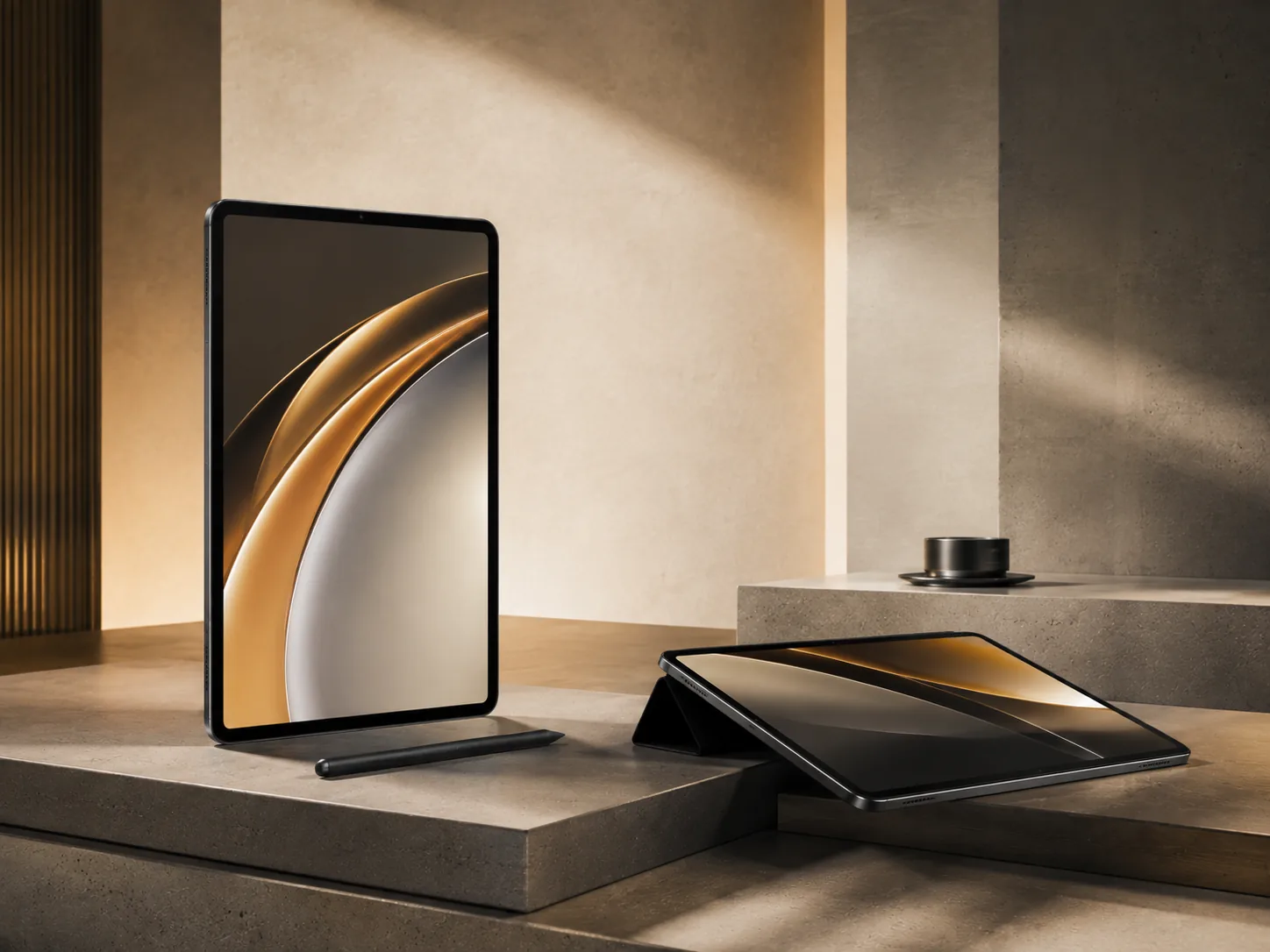 Editorial tablet composition representing realme tablets